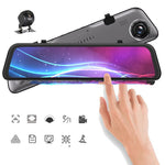 HiSilicon 2K Rearview Mirror Dash Cam with Dual Lens Full Touch Screen Front & Rear Driving Recorder