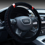 Short Plush Steering Wheel Cover 38cm – Soft Universal Car Handle Protector Anti-Slip Winter Accessory